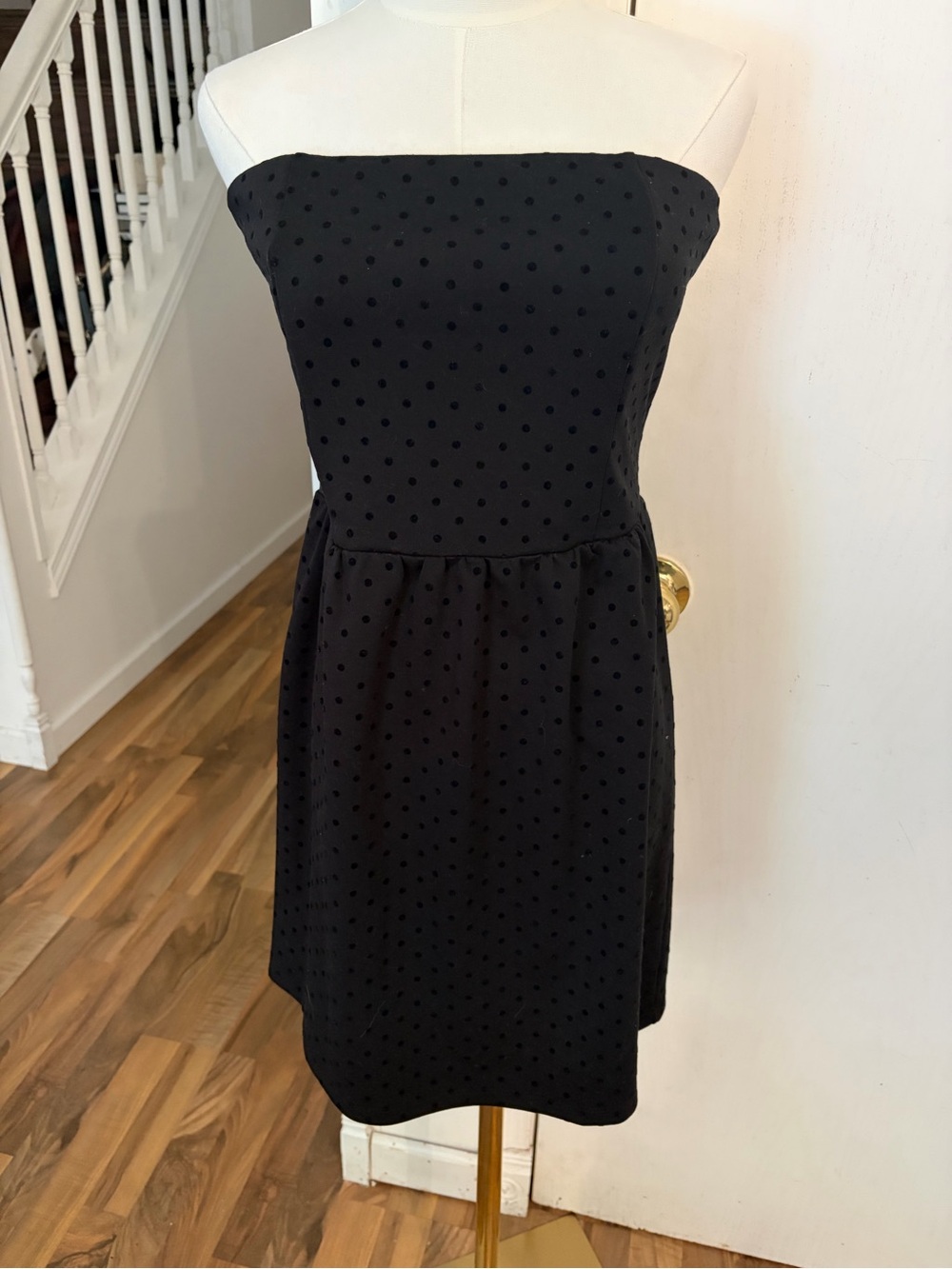 Strapless Black Polka Dot Dress, Size 8, New